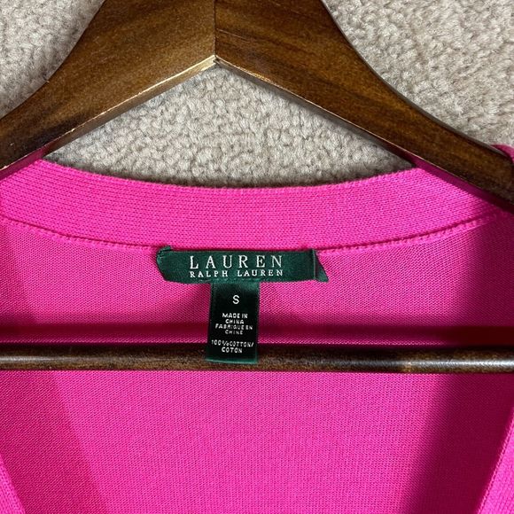 Lauren Ralph Lauren Cardigan Sweater Womens Size Small Pink Button Front Pockets - Picture 3 of 7